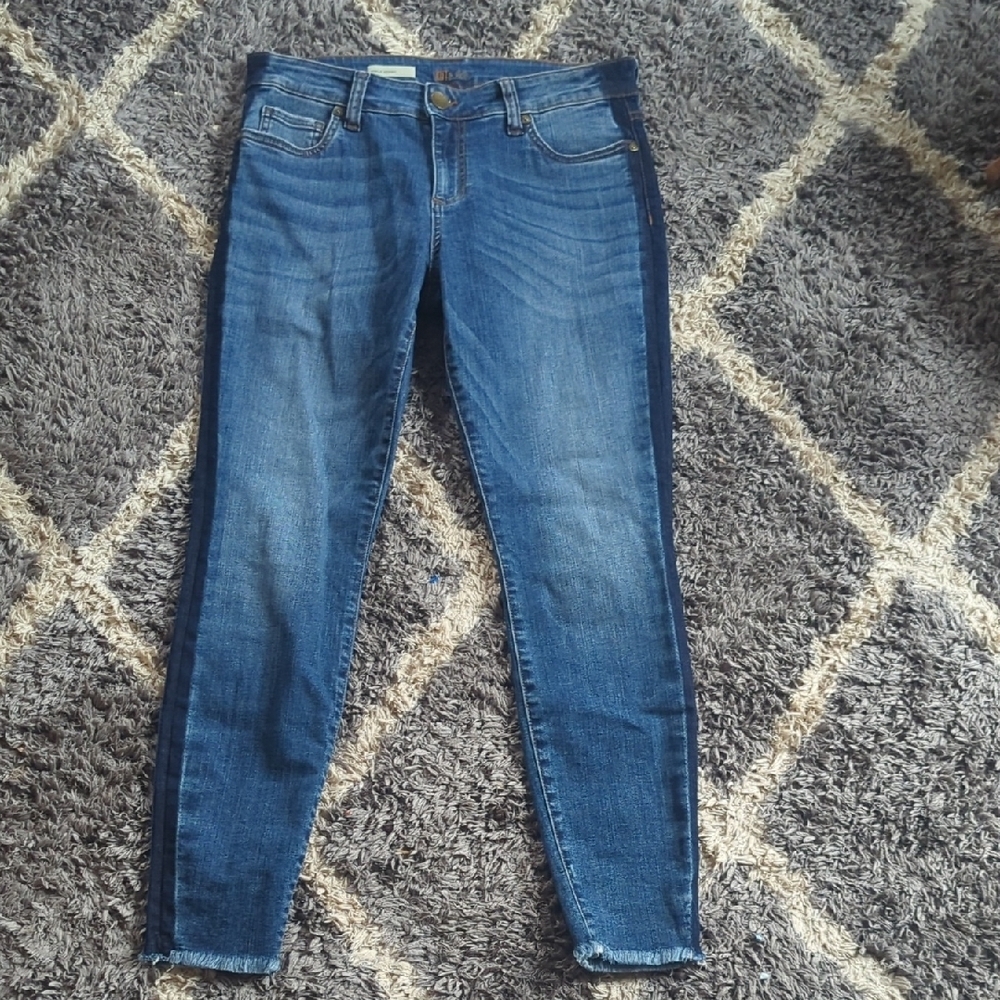 Kut From The Kloth Ankle Skinny Distressed Hem Denim Jean Size 10